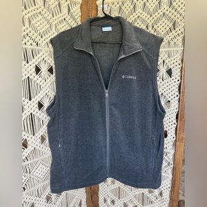 Columbia Men's XL Vest Fleece Gray Sleeveless Winter Layer Polyester Full Zip